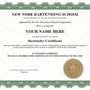 Bartender Certificate