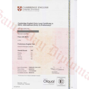 Certificate - Cambridge ESOL Entry Level