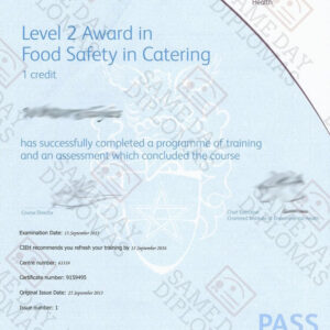 Certificate - CIEH, Chartered Instiute of Environmental Health